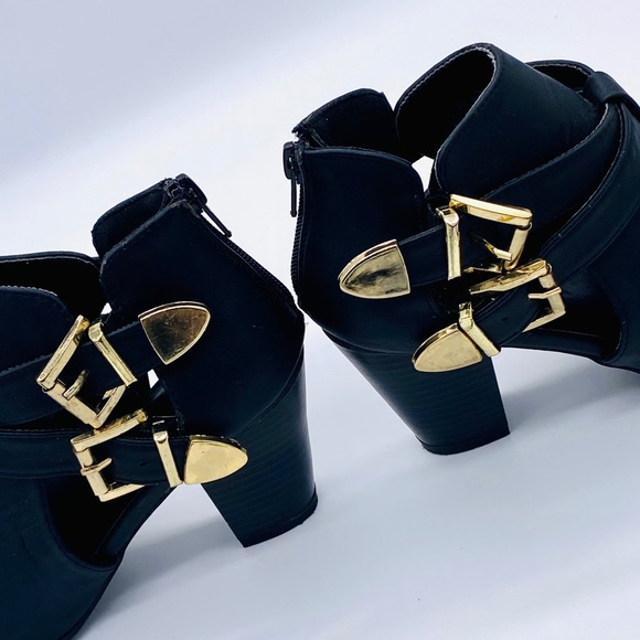 EUC Bamboo Sharpay Buckle Cut Out Ankle Booties - Picture 6 of 11